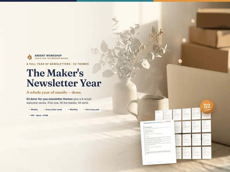 Maker's Newsletter Year — a whole year of emails, done: 52 themes + a 6-email welcome series