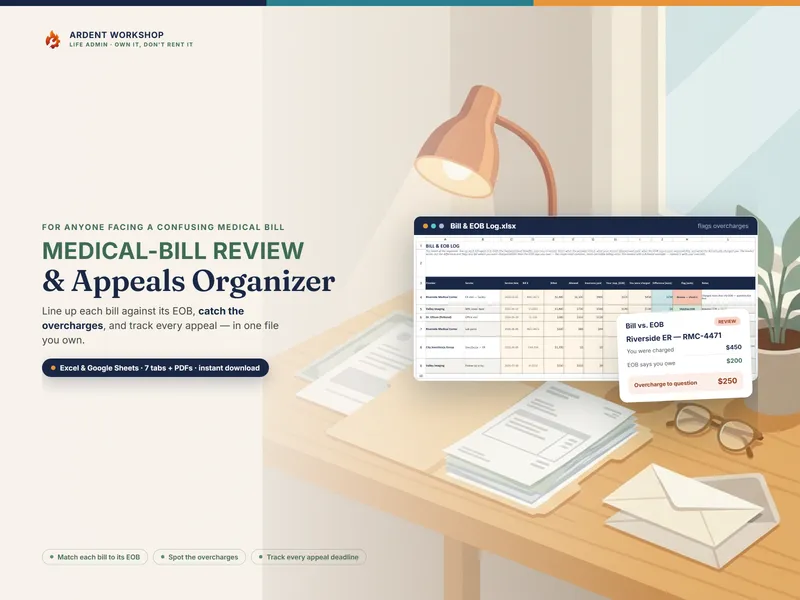 Medical-Bill Review & Appeals Organizer — line up bills against EOBs, catch overcharges, and track appeals