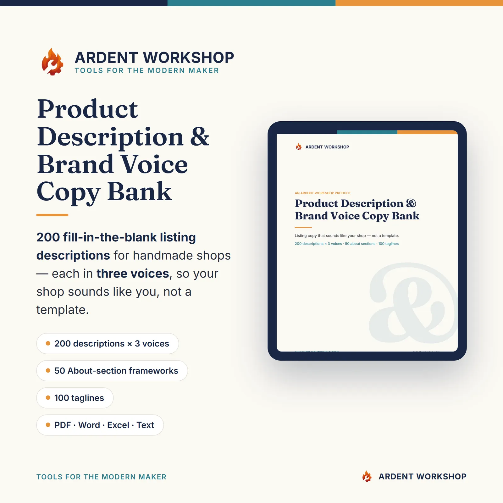 Maker's Product Description & Brand Voice Copy Bank — 200 listing descriptions