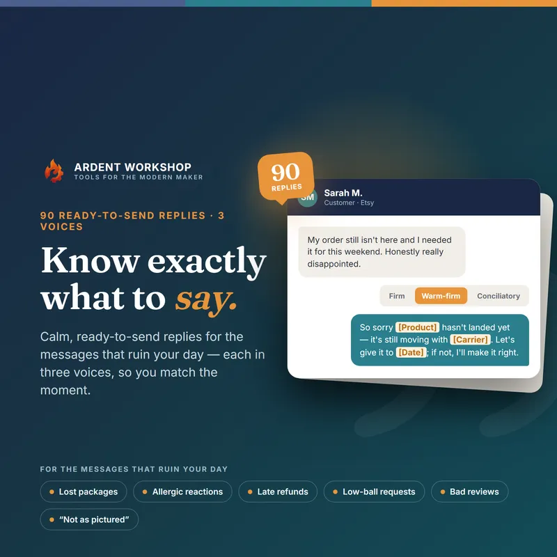 Maker's Customer Service Response Library — 90 ready to send replies