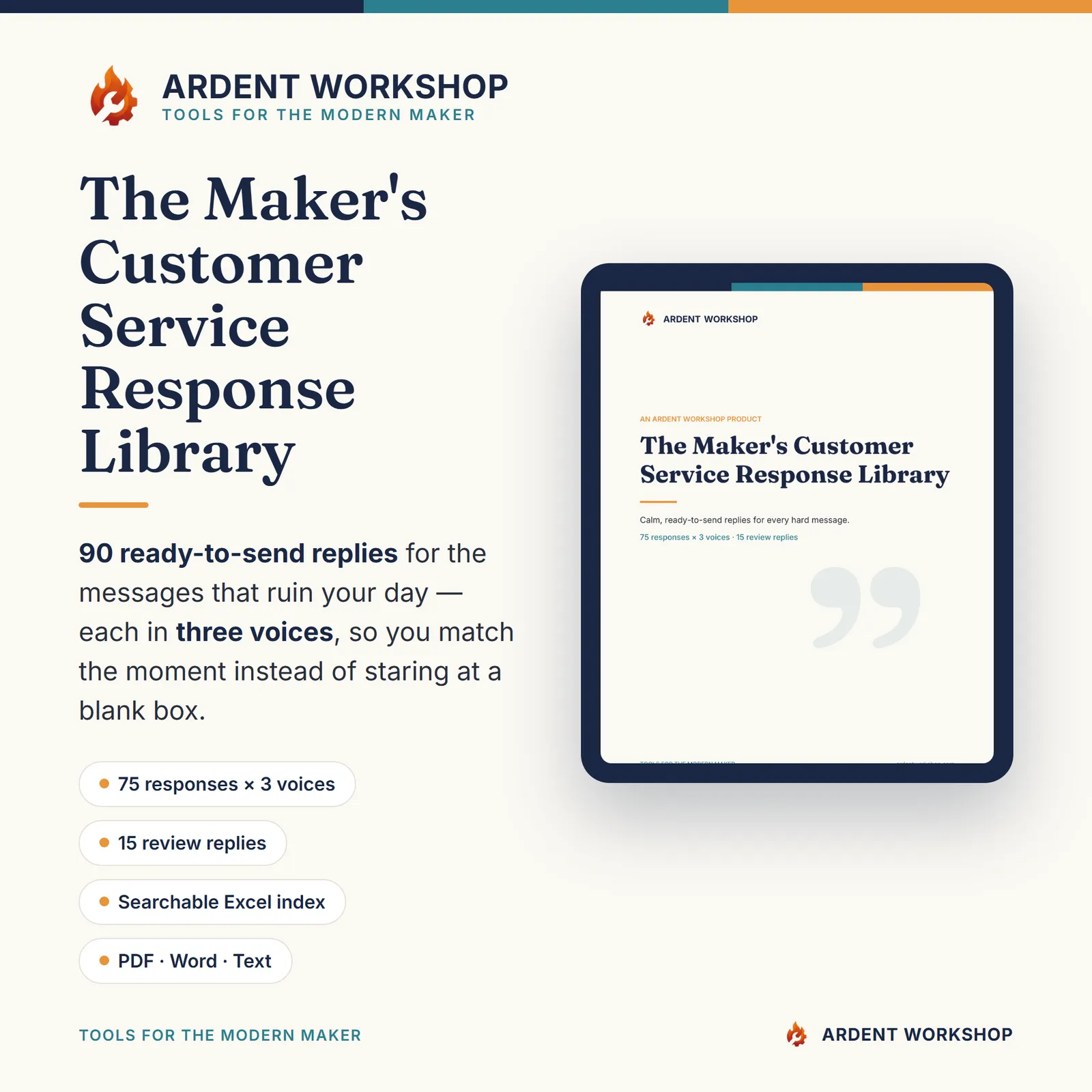 Maker's Customer Service Response Library — 90 ready to send replies
