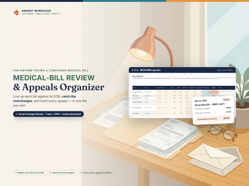 Medical-Bill Review & Appeals Organizer — line up bills against EOBs, catch overcharges, and track appeals