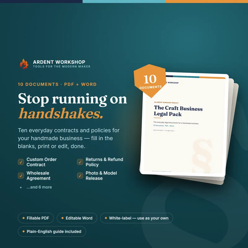 Craft Business Legal Pack — 10 Editable Legal Templates for Makers