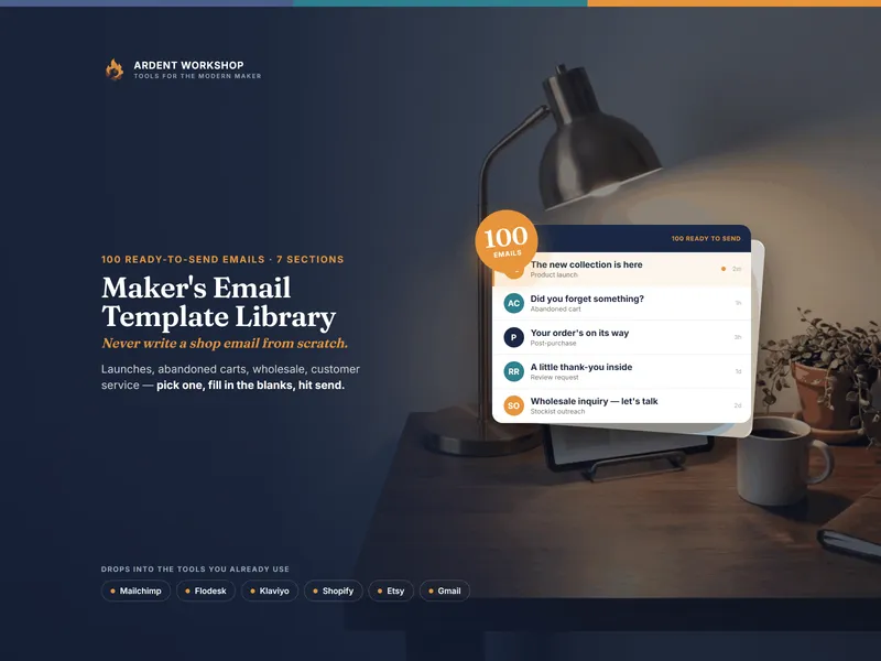 Maker's Email Template Library — never write a shop email from scratch