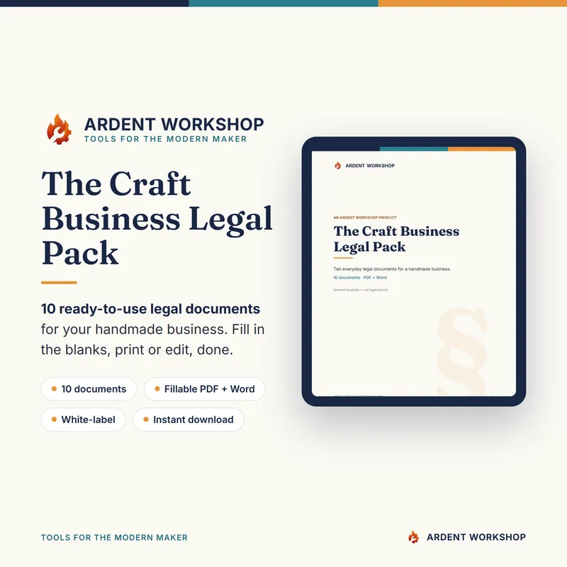 Craft Business Legal Pack — 10 Editable Legal Templates for Makers