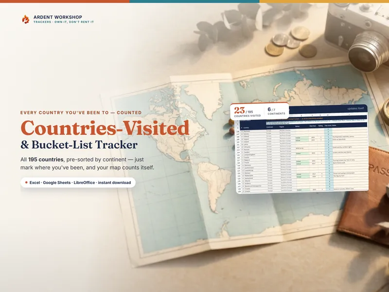 Travel Bucket-List & Countries-Visited Tracker — mark all 195 countries and count your map, continents, and bucket list