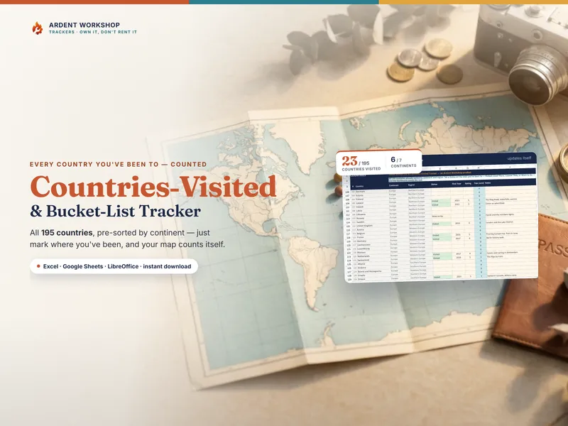 Travel Bucket-List & Countries-Visited Tracker — mark all 195 countries and count your map, continents, and bucket list