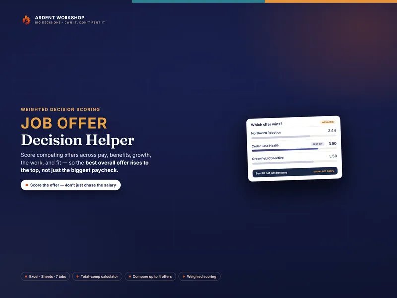 Job-Offer Decision Helper — a weighted scorecard that ranks competing job offers by overall fit
