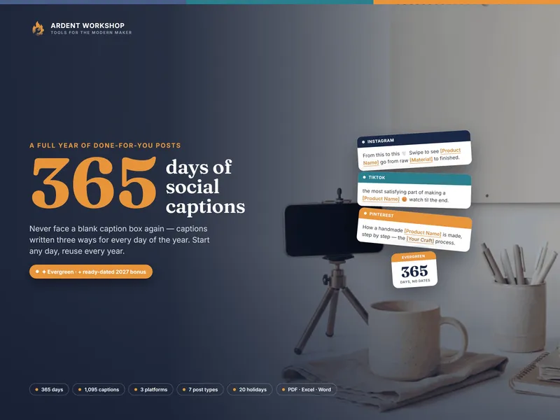 Maker's 365-day Social Media Caption Calendar — A full year of done-for-you captions