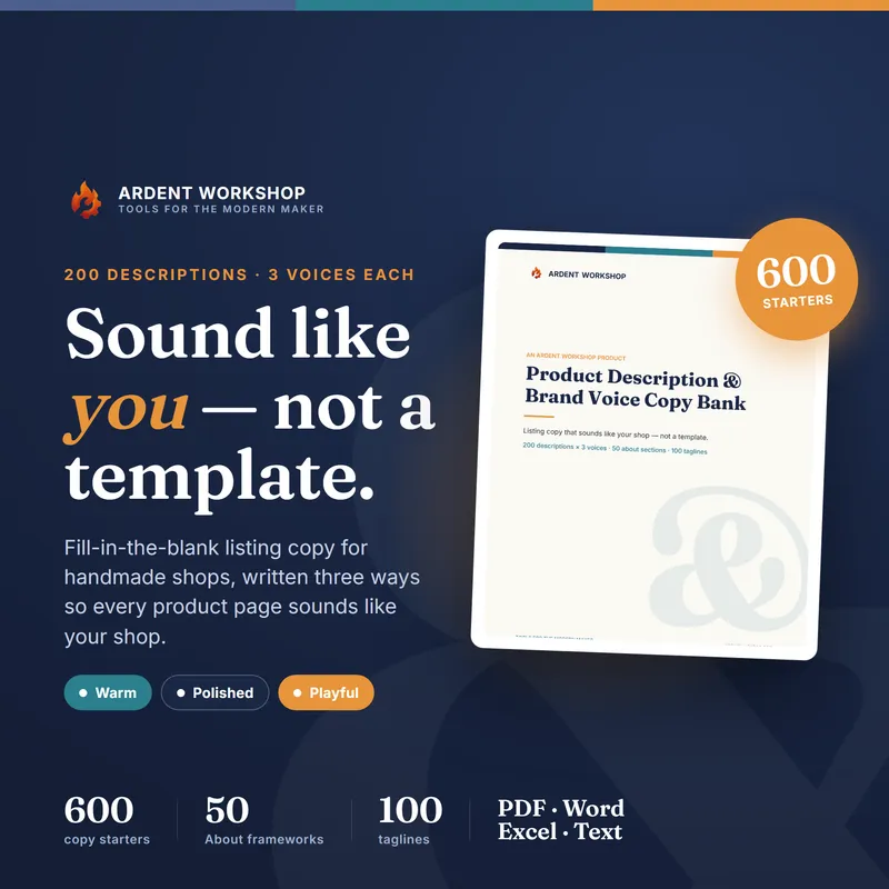 Maker's Product Description & Brand Voice Copy Bank — 200 listing descriptions