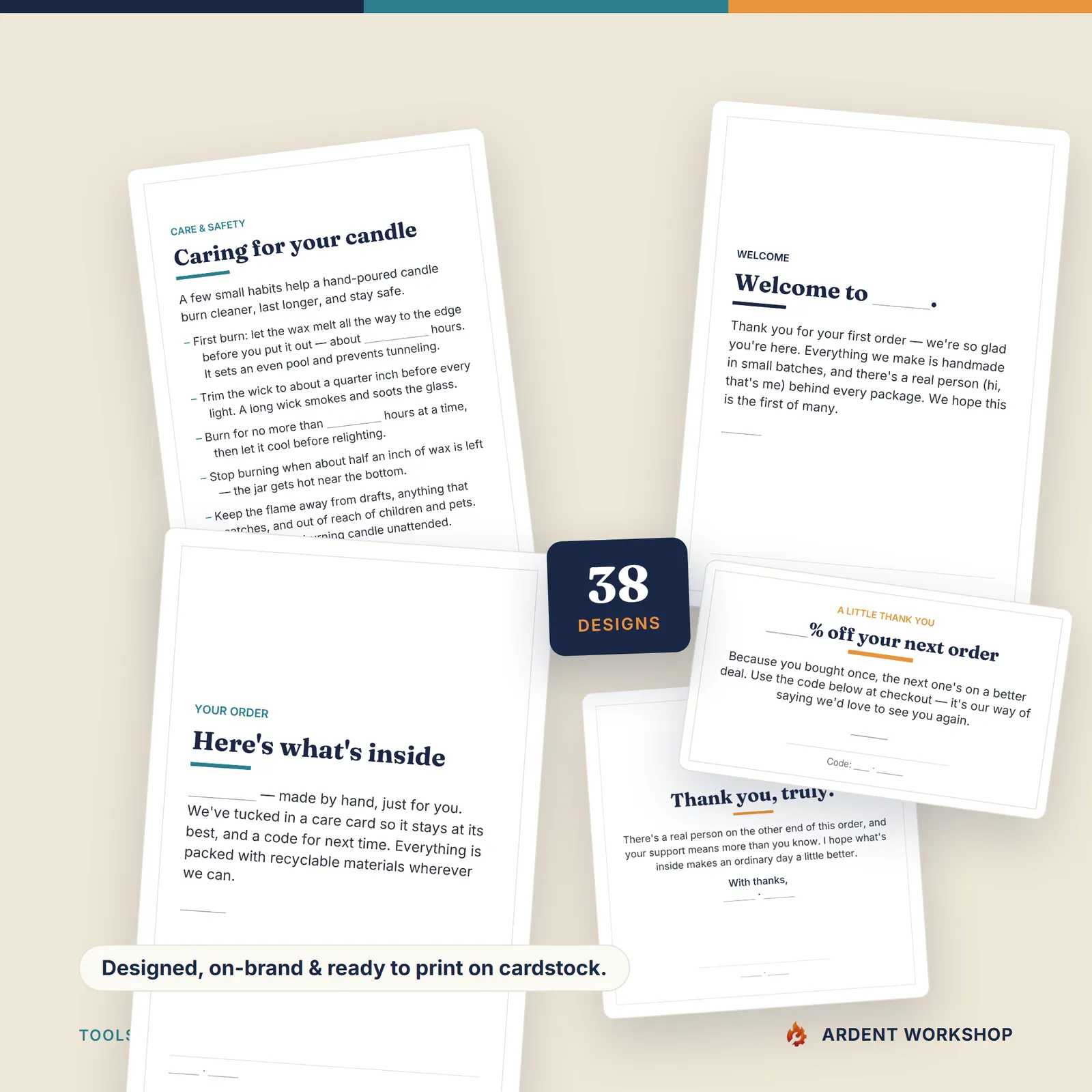 Maker's Care Cards & Packaging Inserts Pack — Ready to print