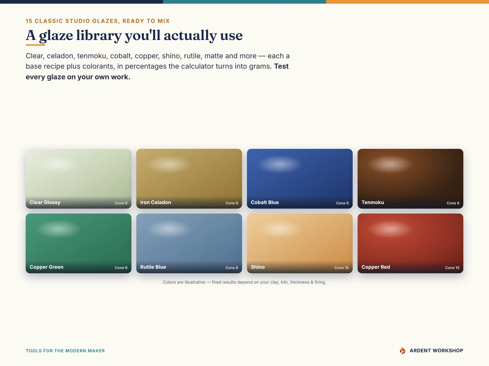 Pottery & Ceramics Studio Workbook — a 15-recipe glaze library