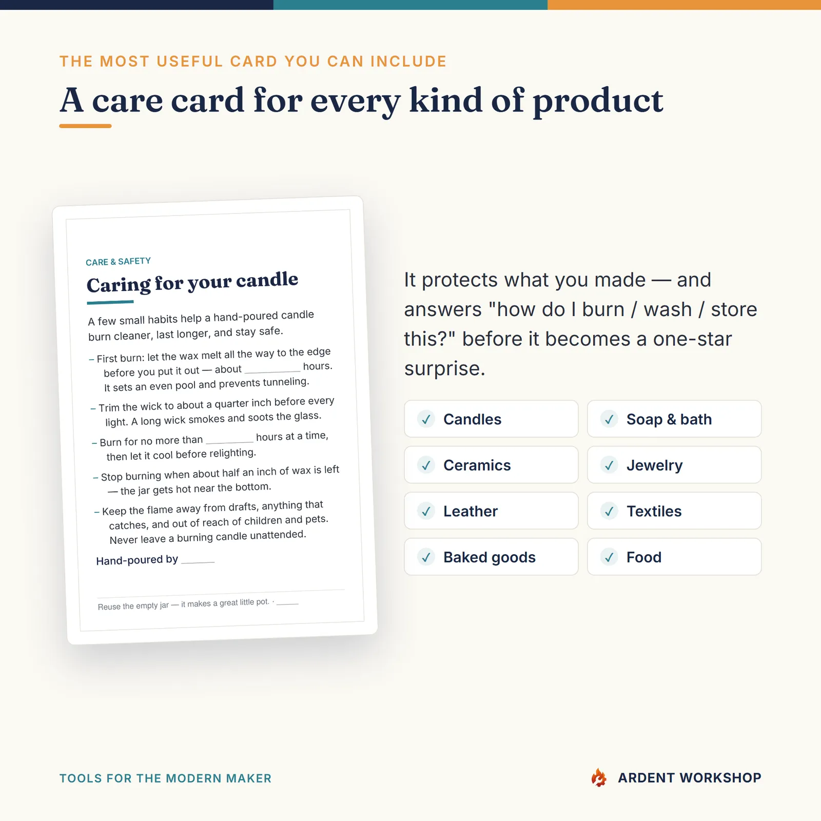 Maker's Care Cards & Packaging Inserts Pack — For every kind of product