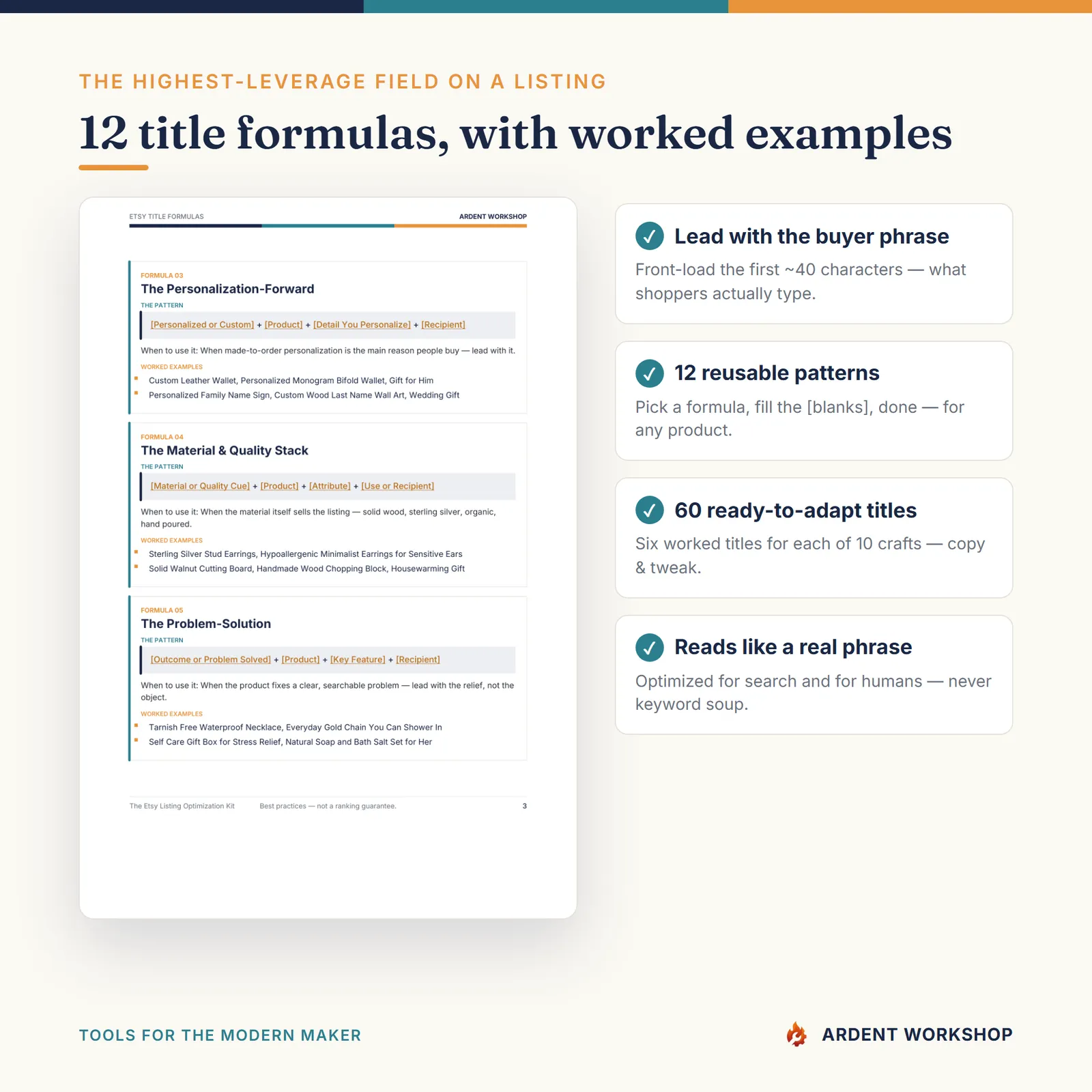 Etsy Listing Optimization Kit — Title formulas