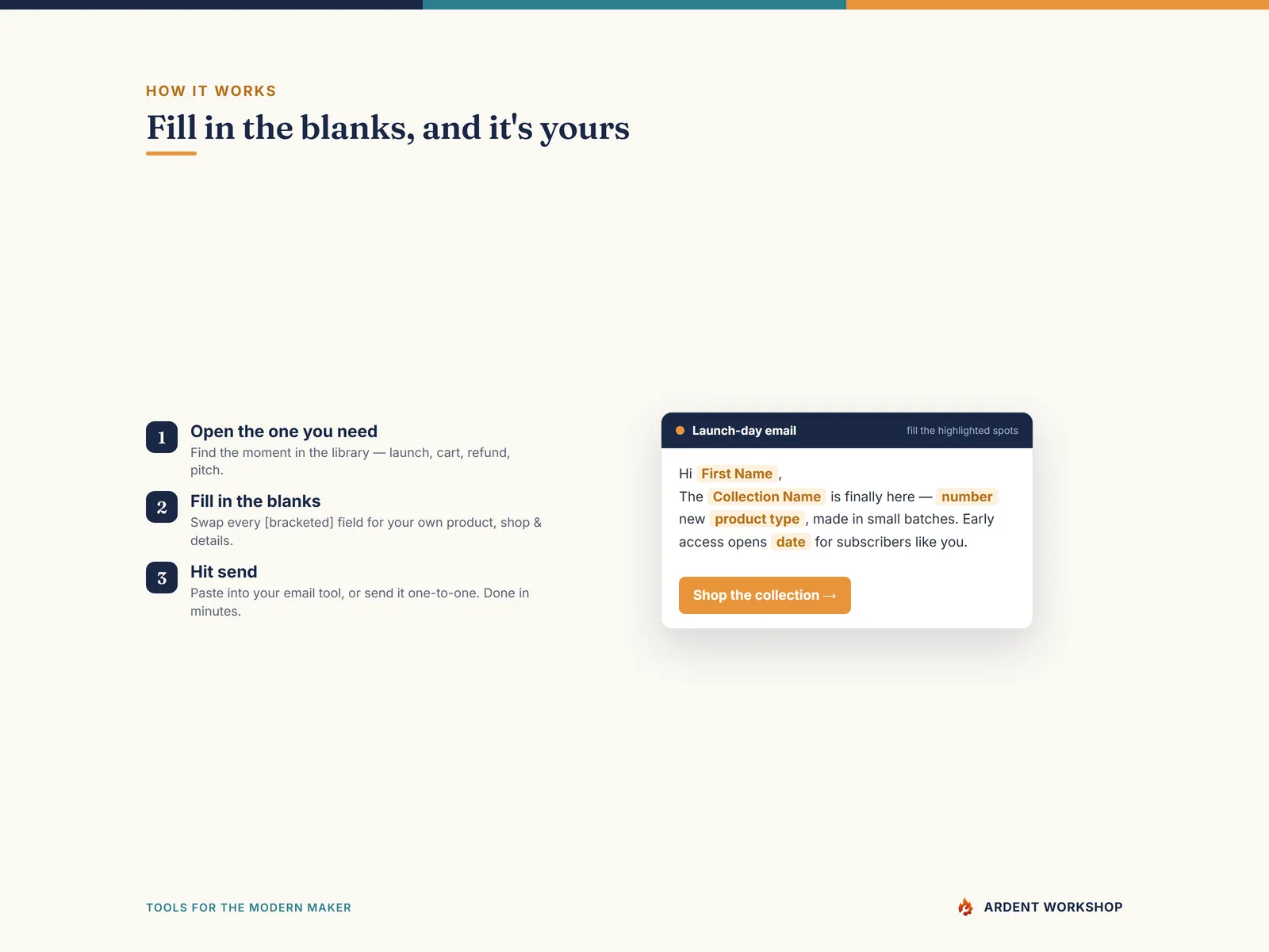 Maker's Email Template Library — fill in the blanks and it's yours