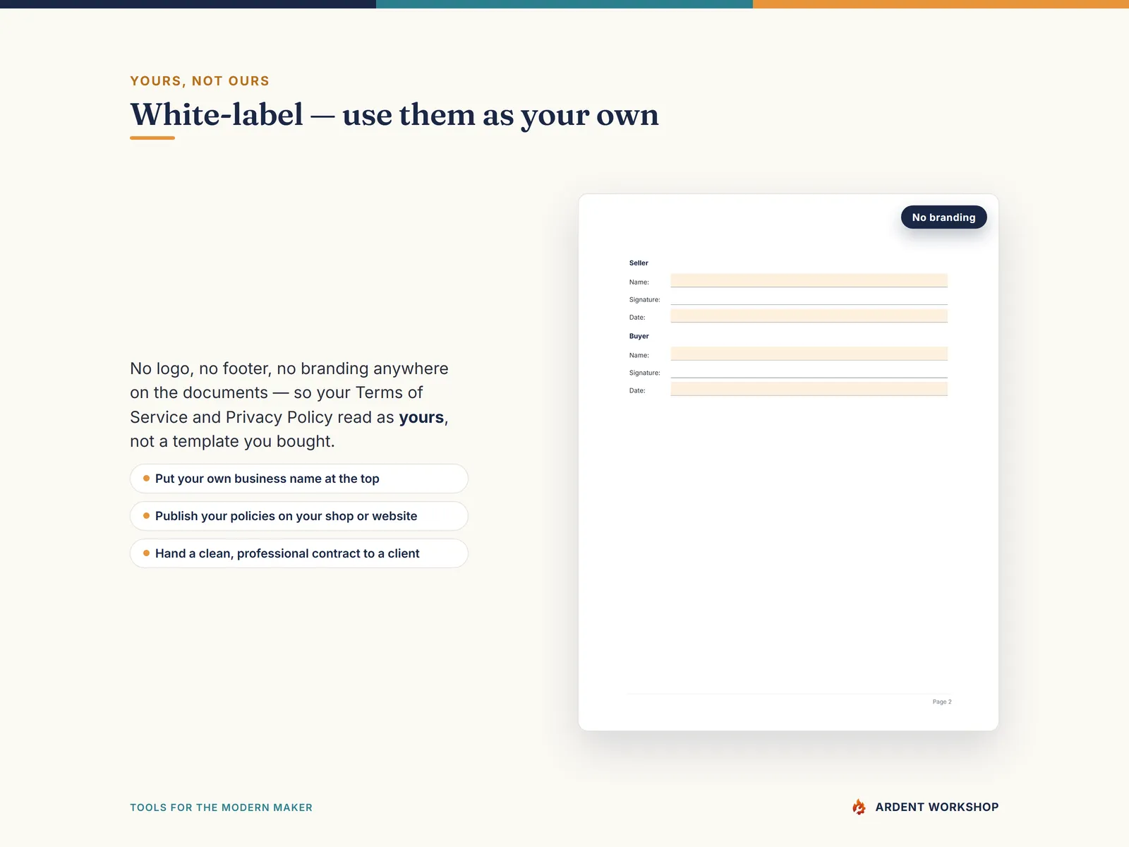 Craft Business Legal Pack — white-label, no branding, use the documents as your own
