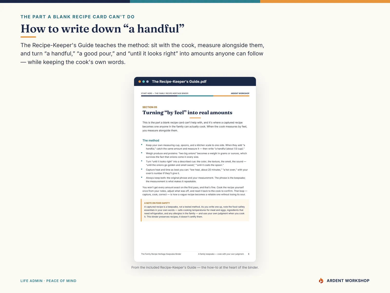 Family Recipe Keepsake Binder — the Recipe-Keeper's Guide, how to turn a handful and until it looks right into real amounts