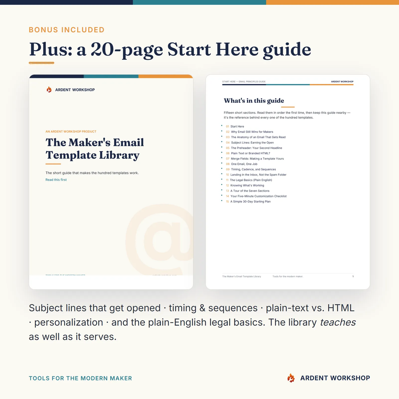 The Maker's Email Template Library — 20 page starter guide