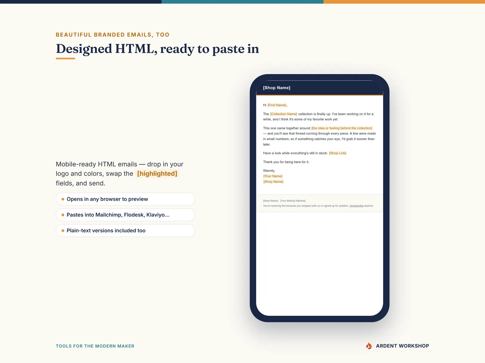 Maker's Email Template Library — designed HTML emails ready to paste in