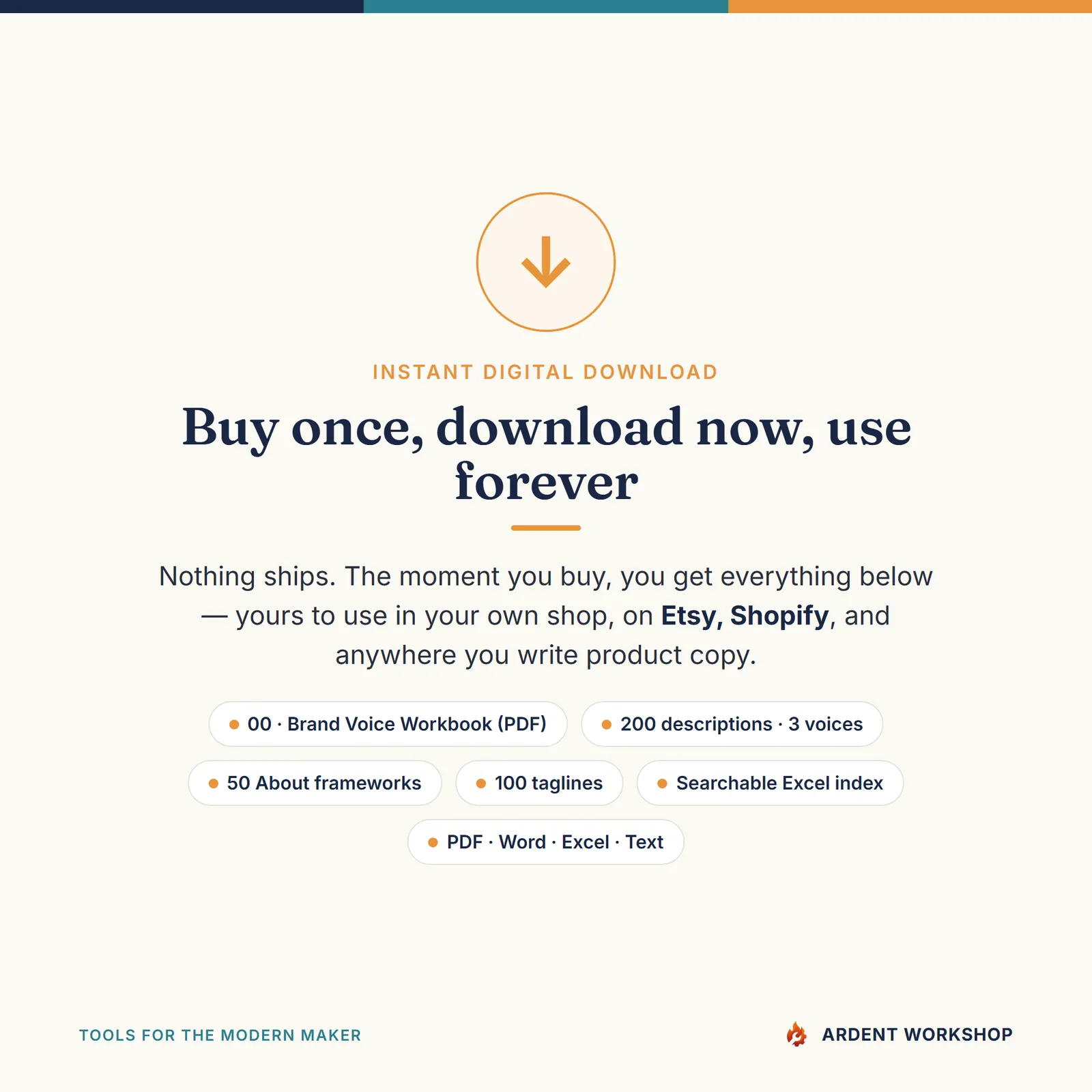 Maker's Product Description & Brand Voice Copy Bank — Instant download