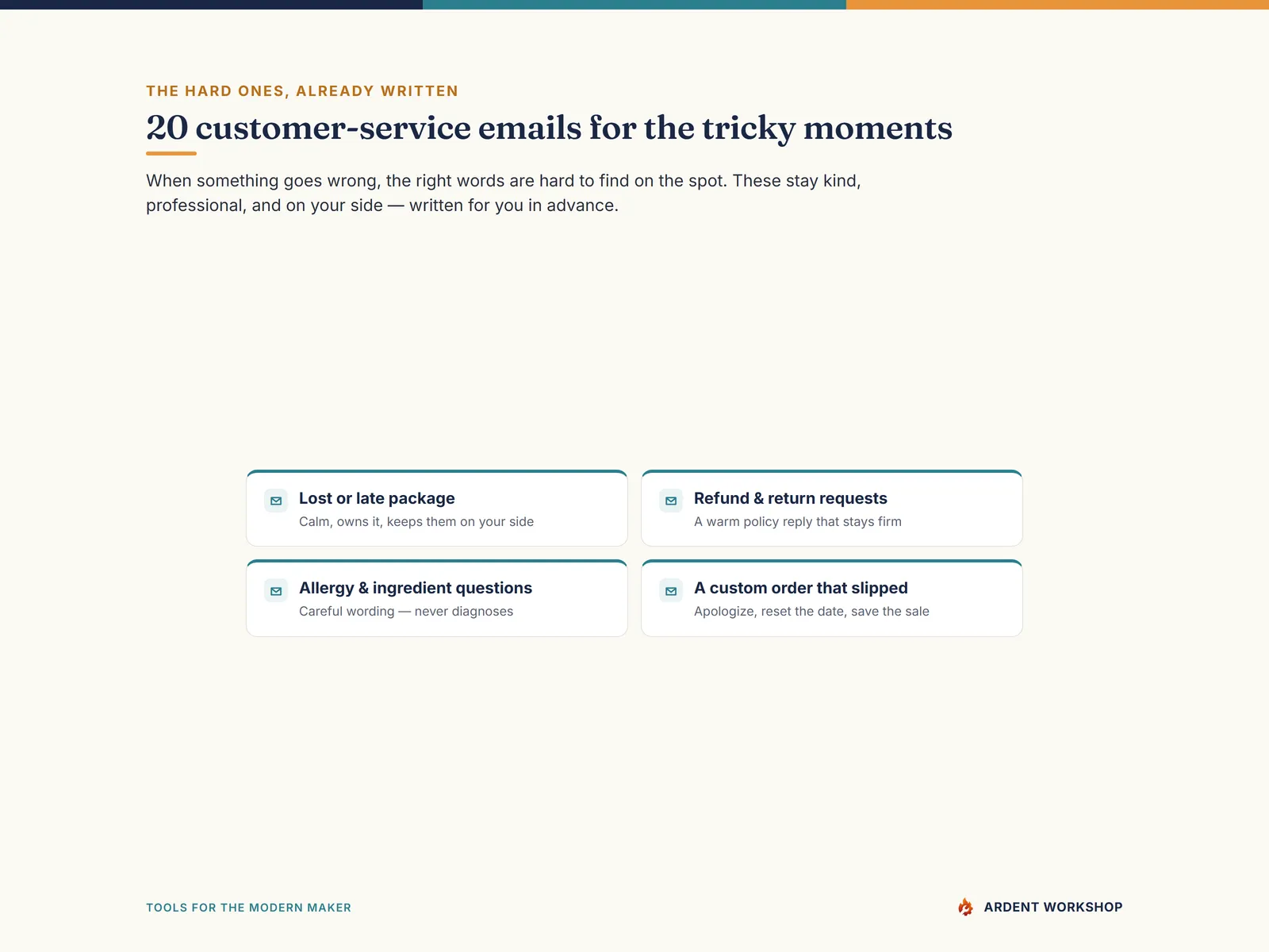 Maker's Email Template Library — 20 customer-service emails for the tricky moments