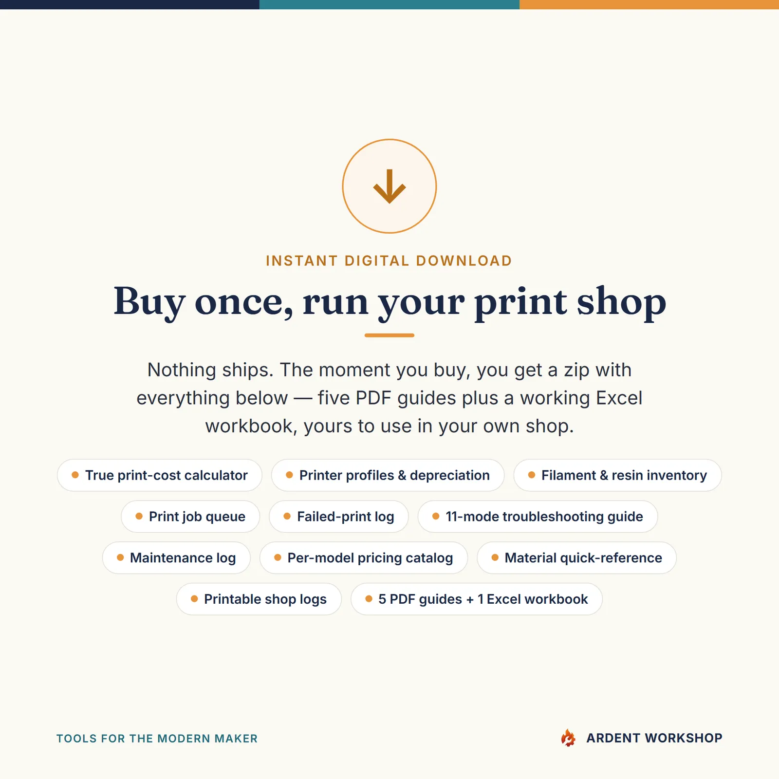 3D-Printing Shop's Filament & Print-Cost Workbook — Instant download