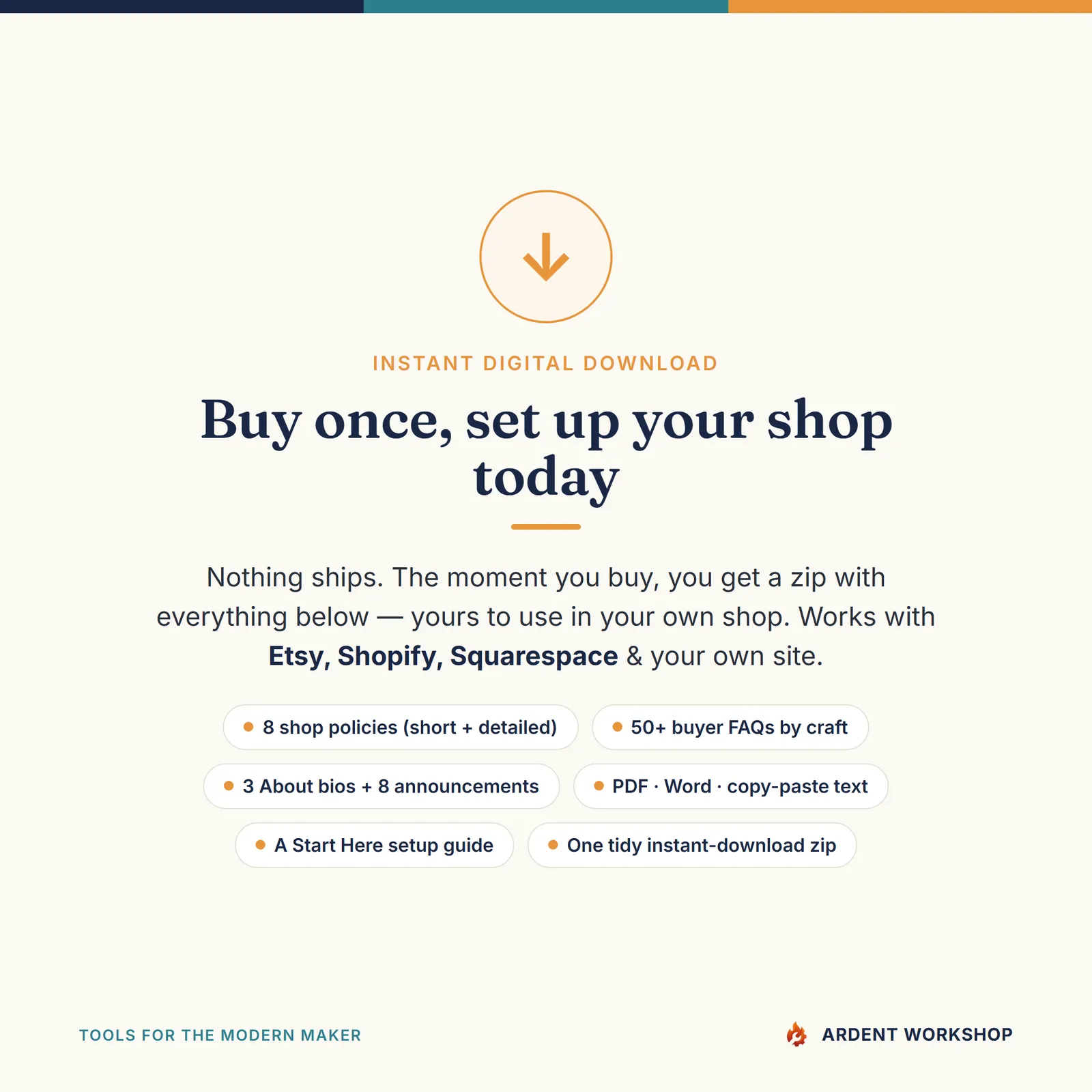 Maker's Shop Policies & FAQ Pack — Instant download