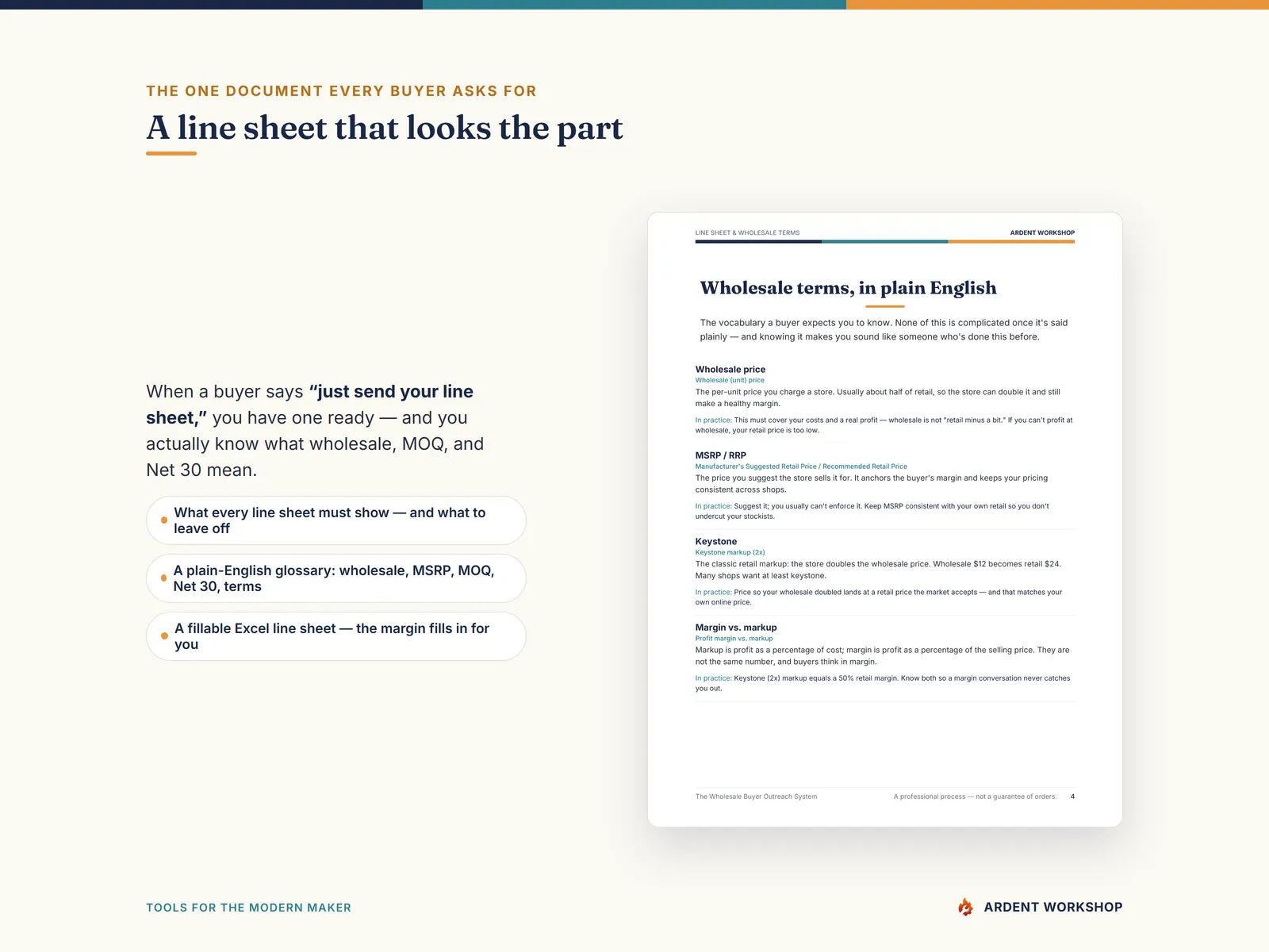 Wholesale Buyer Outreach System — Line sheet & wholesale terms