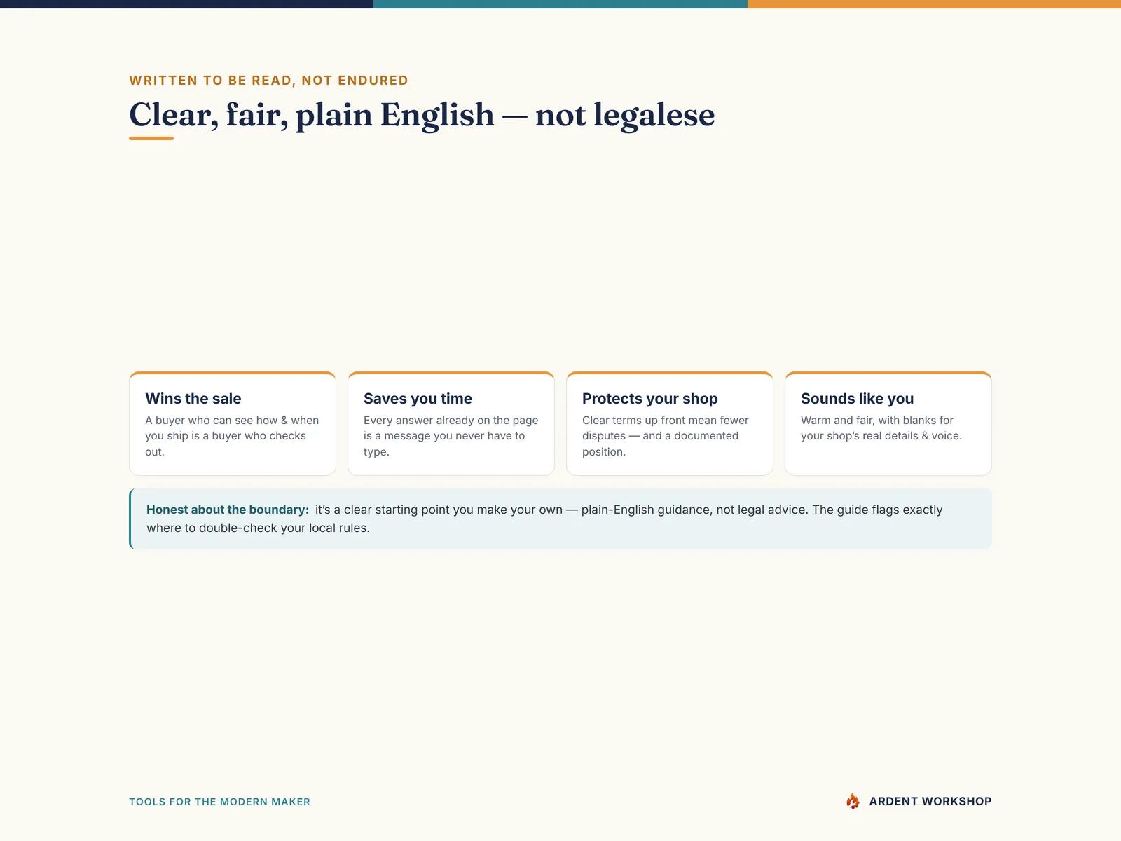 Maker's Shop Policies & FAQ Pack — clear, fair, plain English, not legalese