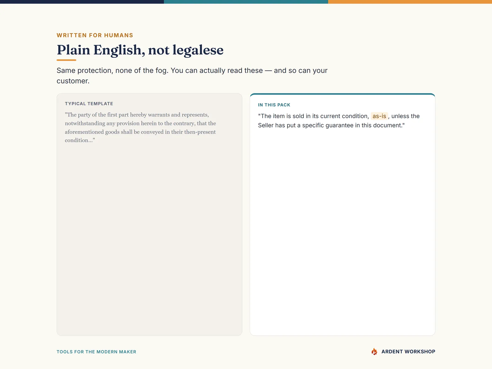 Craft Business Legal Pack — plain English, not legalese