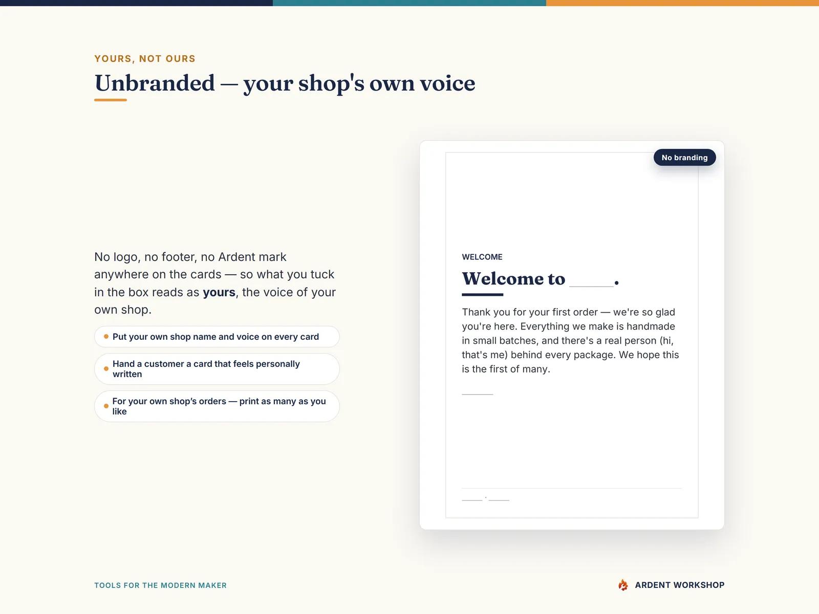 Maker's Care Cards & Packaging Inserts Pack — Unbranded, your shop's own voice