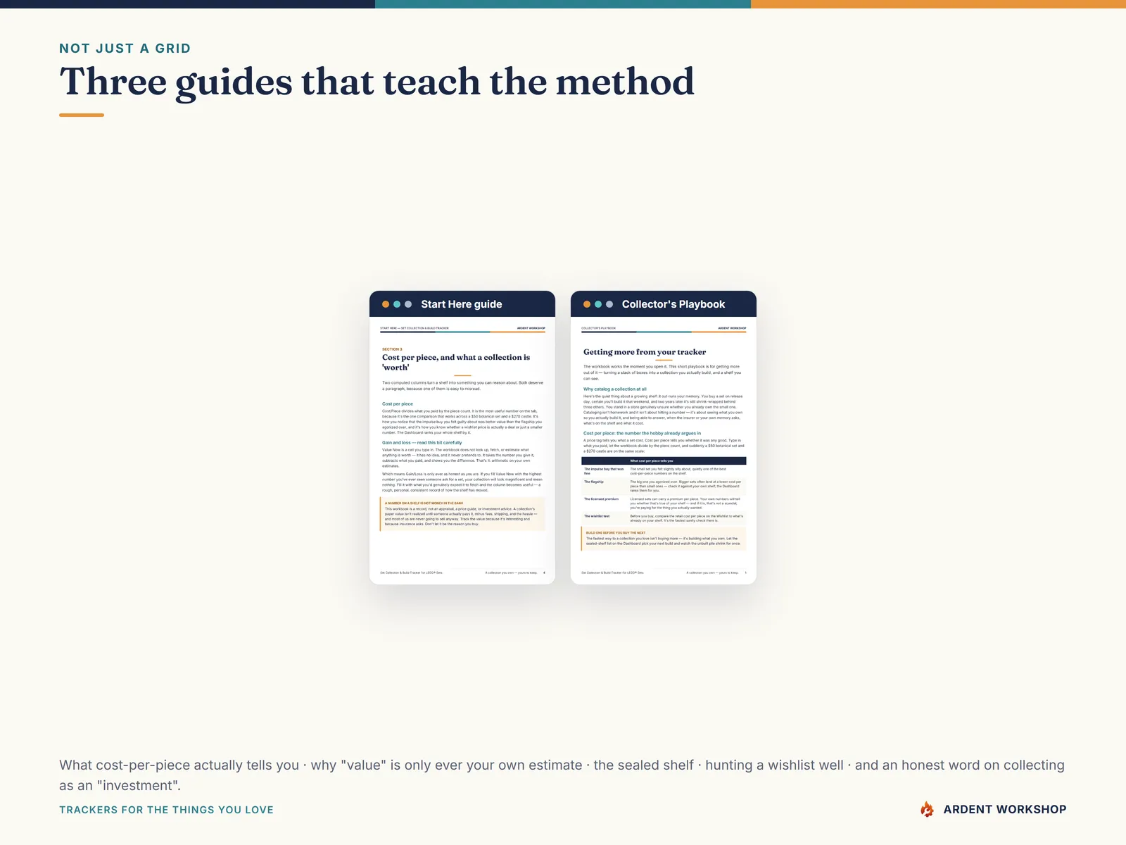 The Start Here guide and Collector's Playbook PDFs included with the workbook