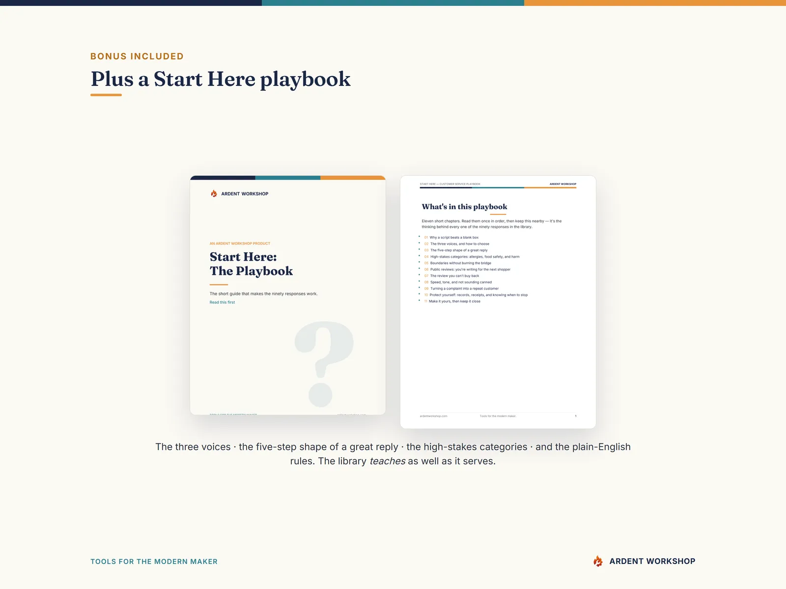 Maker's Customer Service Response Library — bonus Start Here playbook