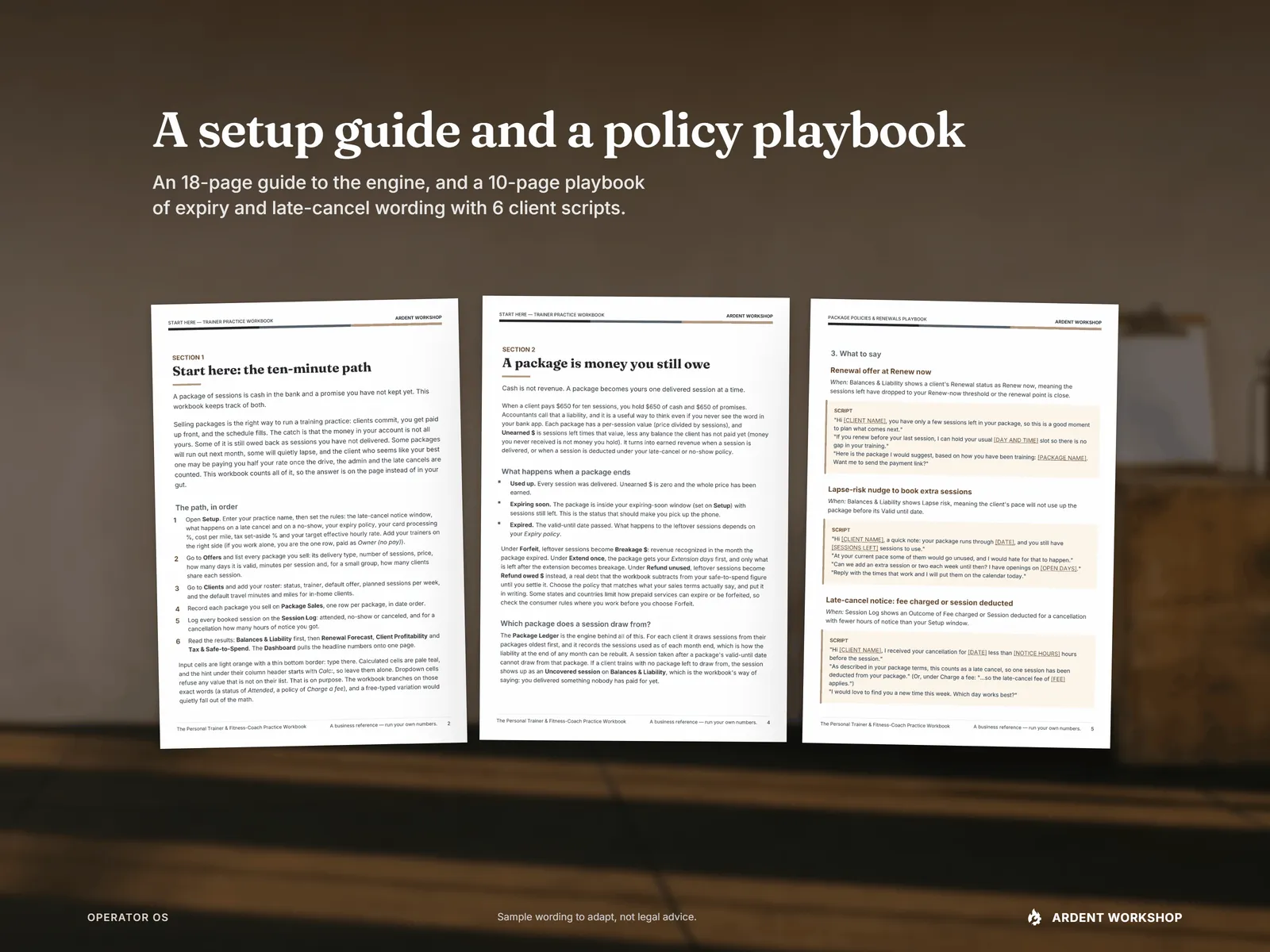 The 18-page Start Here guide and the 10-page Package Policies & Renewals Playbook as printed pages