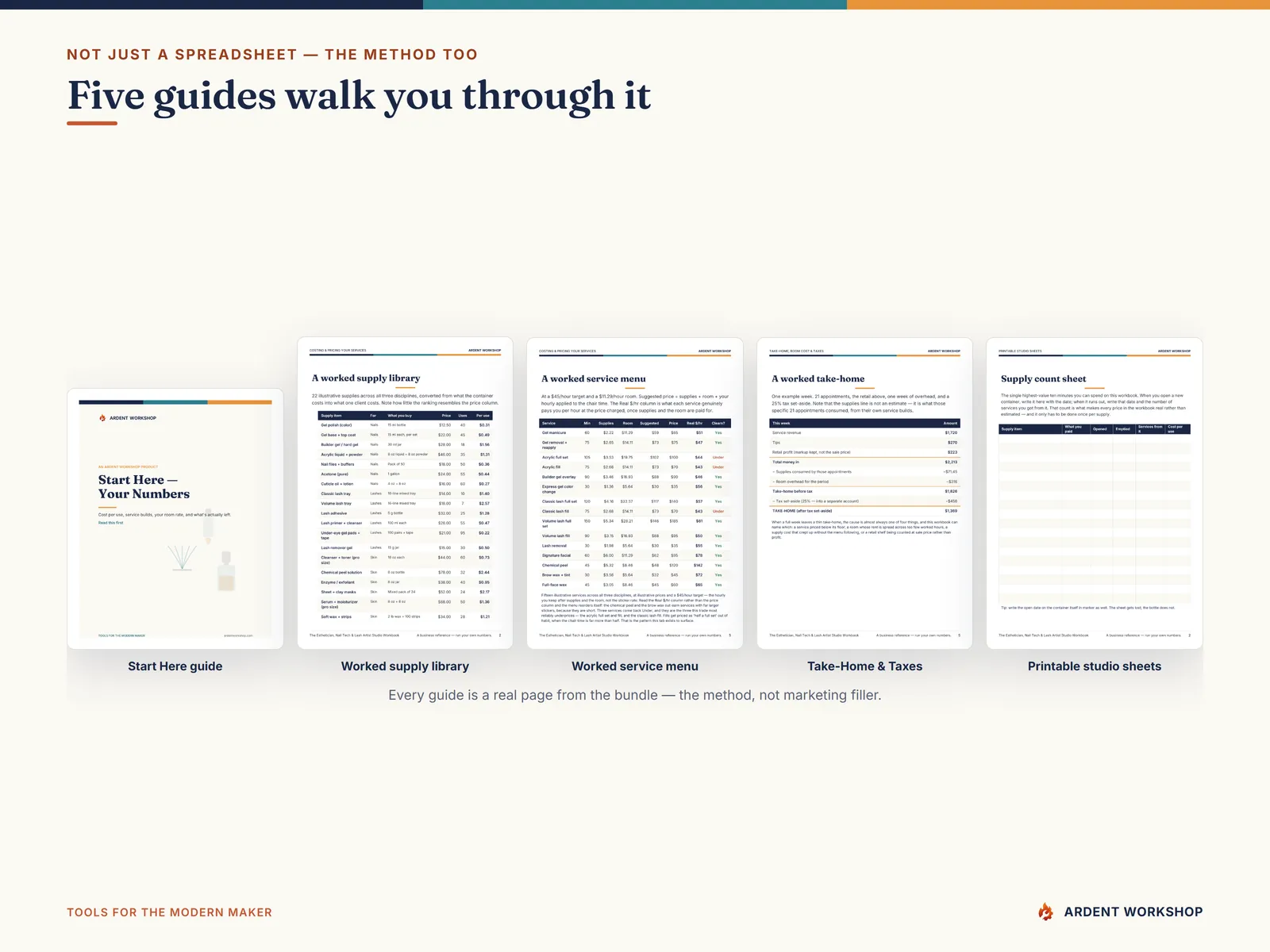 The five PDF guides included with the studio workbook