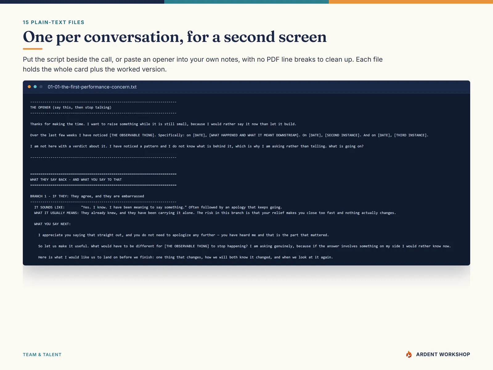 A plain-text script file open in a text window, ready to sit on a second screen