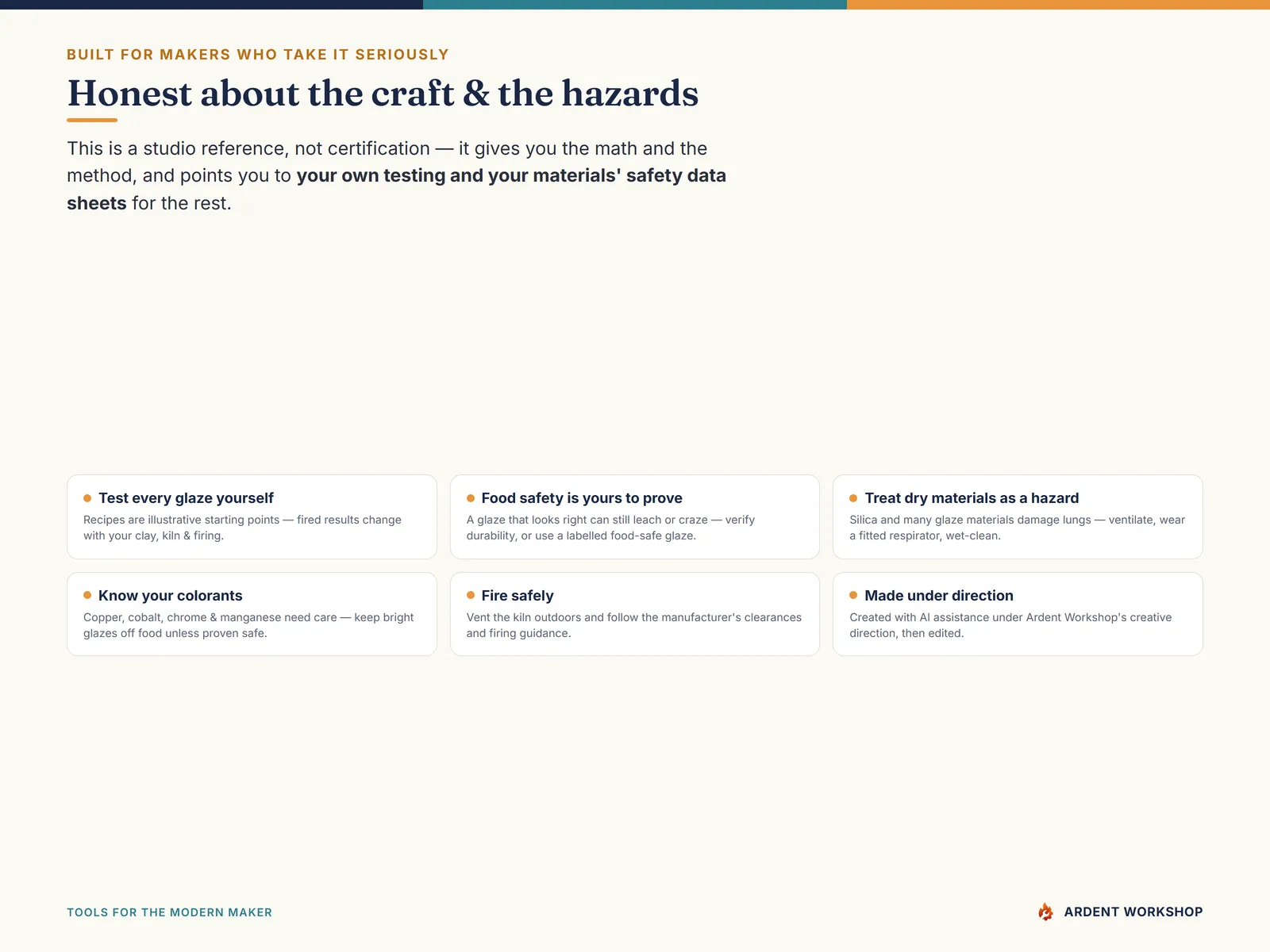 Pottery & Ceramics Studio Workbook — honest about the craft & the hazards