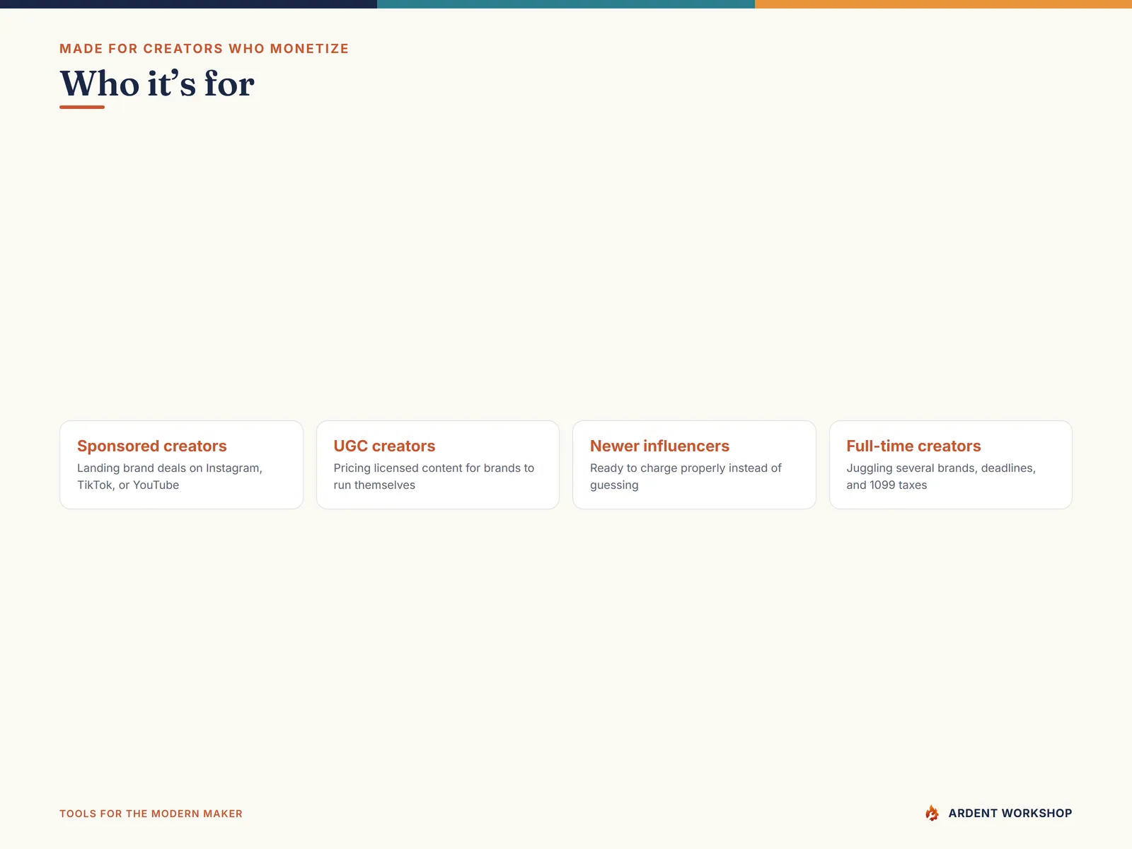 Built for sponsored creators, UGC creators, and influencers who monetize