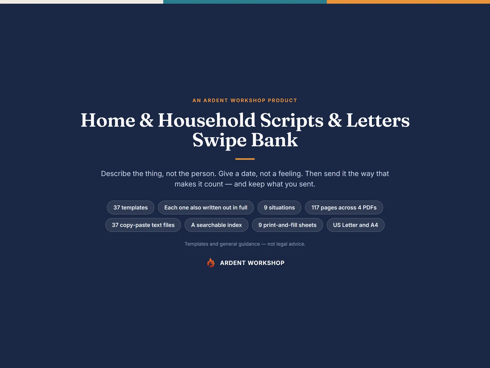 Home and Household Scripts and Letters Swipe Bank — 37 templates, each one also written out in full