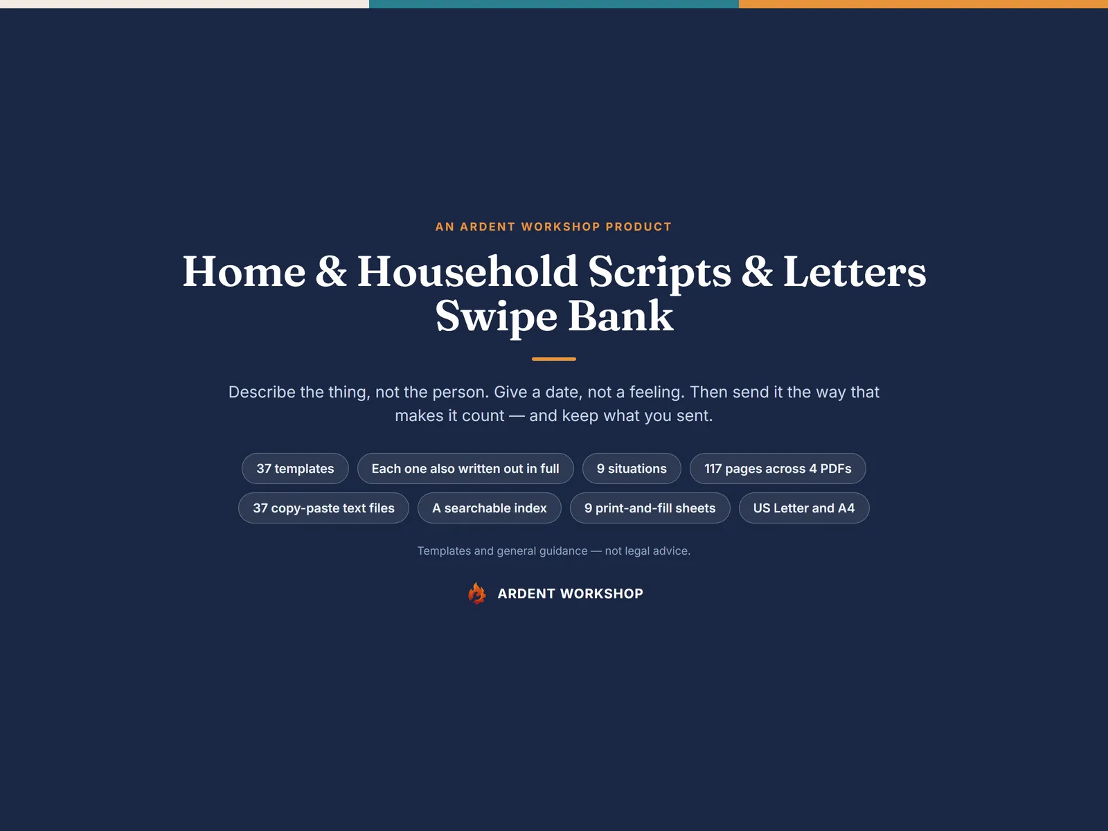 Home and Household Scripts and Letters Swipe Bank — 37 templates, each one also written out in full