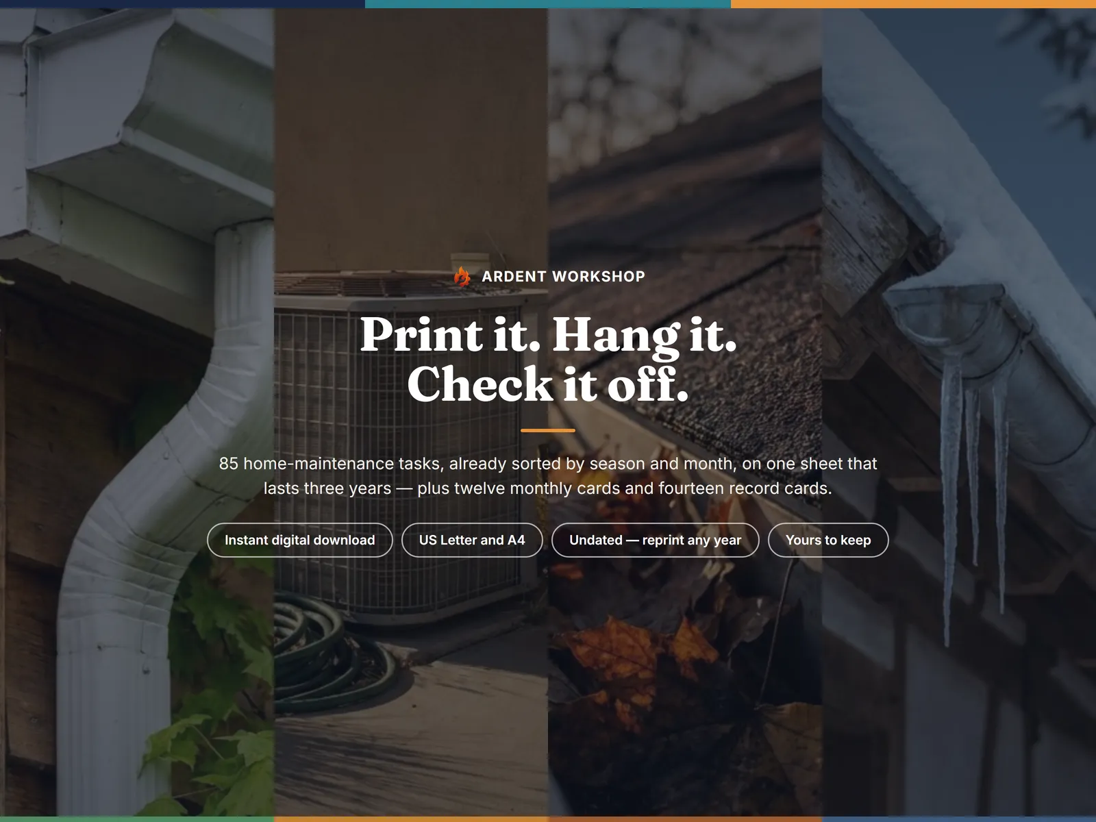 Home Maintenance Seasonal Wall Calendar and Task Cards — print it, hang it, check it off