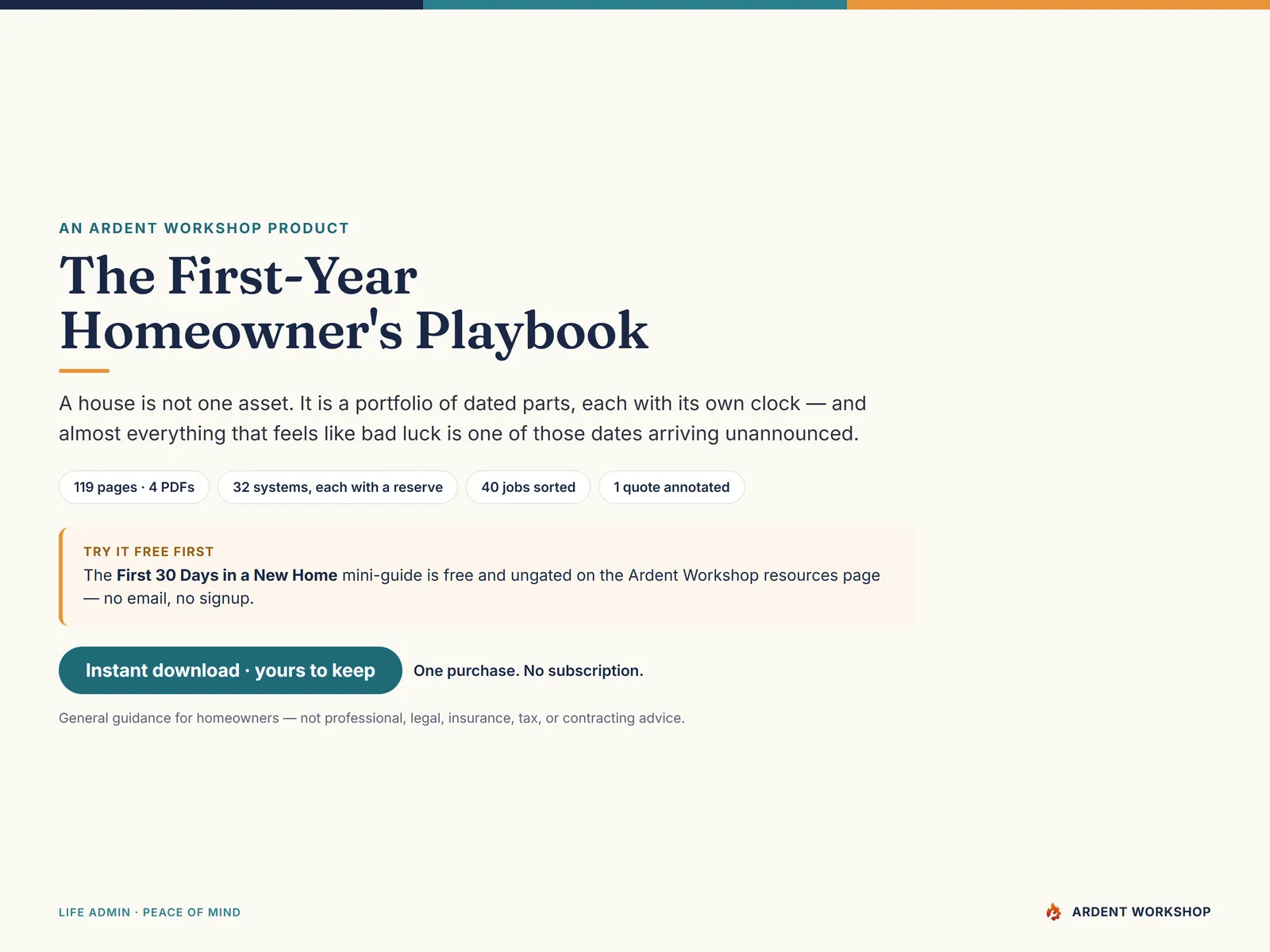The First-Year Homeowner's Playbook — a house is a portfolio of dated parts, and every one of them has a date
