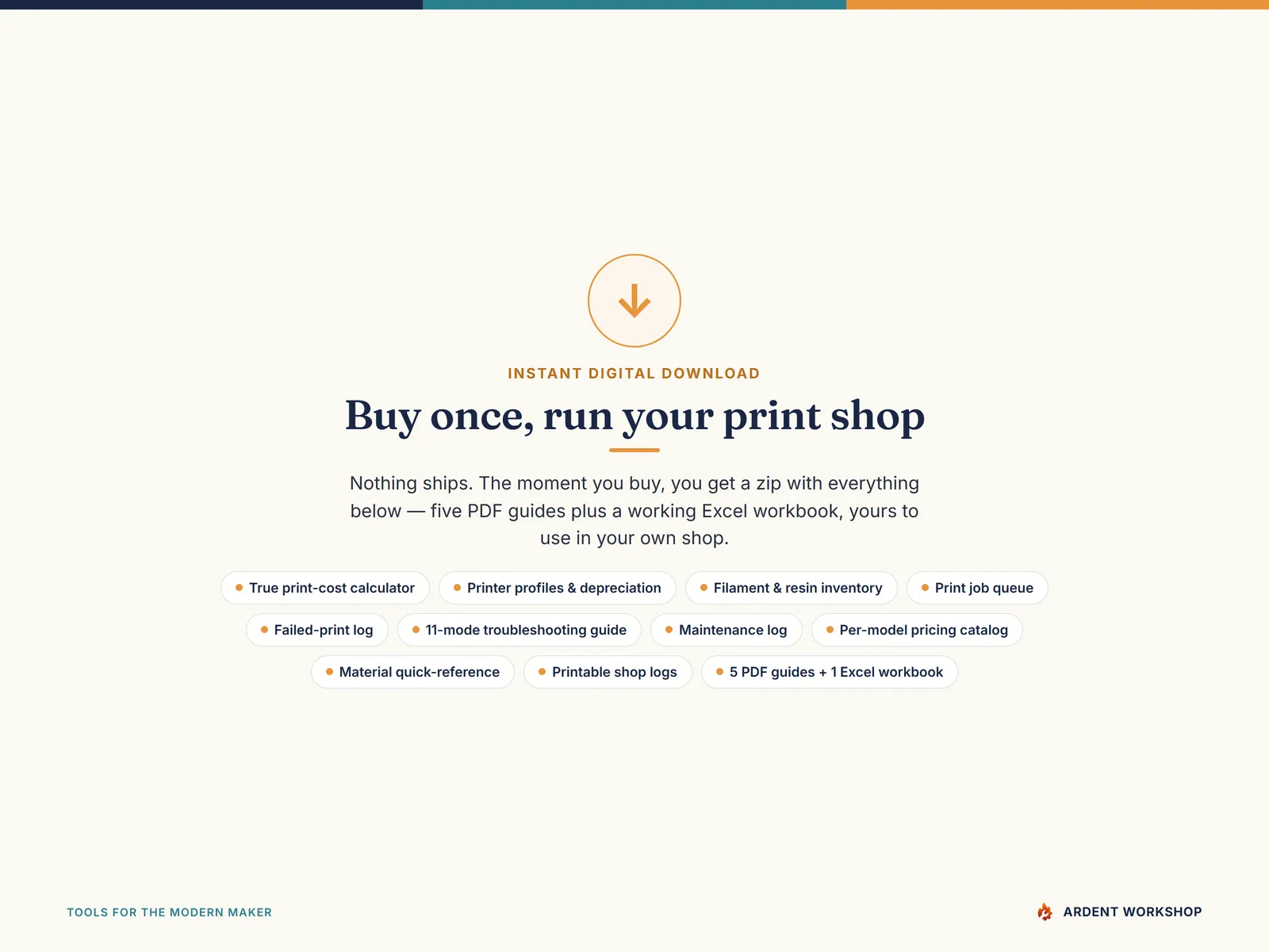 3D-Printing Shop's Filament & Print-Cost Workbook — instant digital download