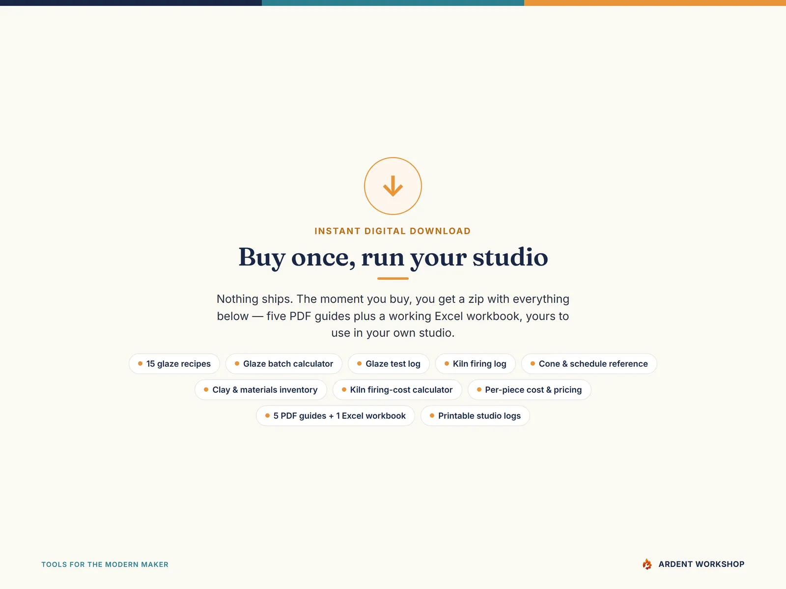 Pottery & Ceramics Studio Workbook — instant digital download