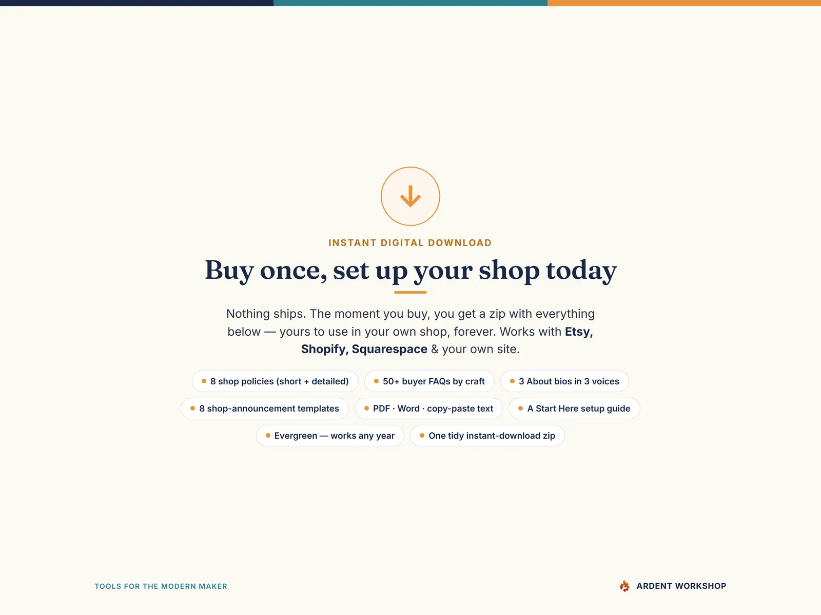 Maker's Shop Policies & FAQ Pack — instant digital download