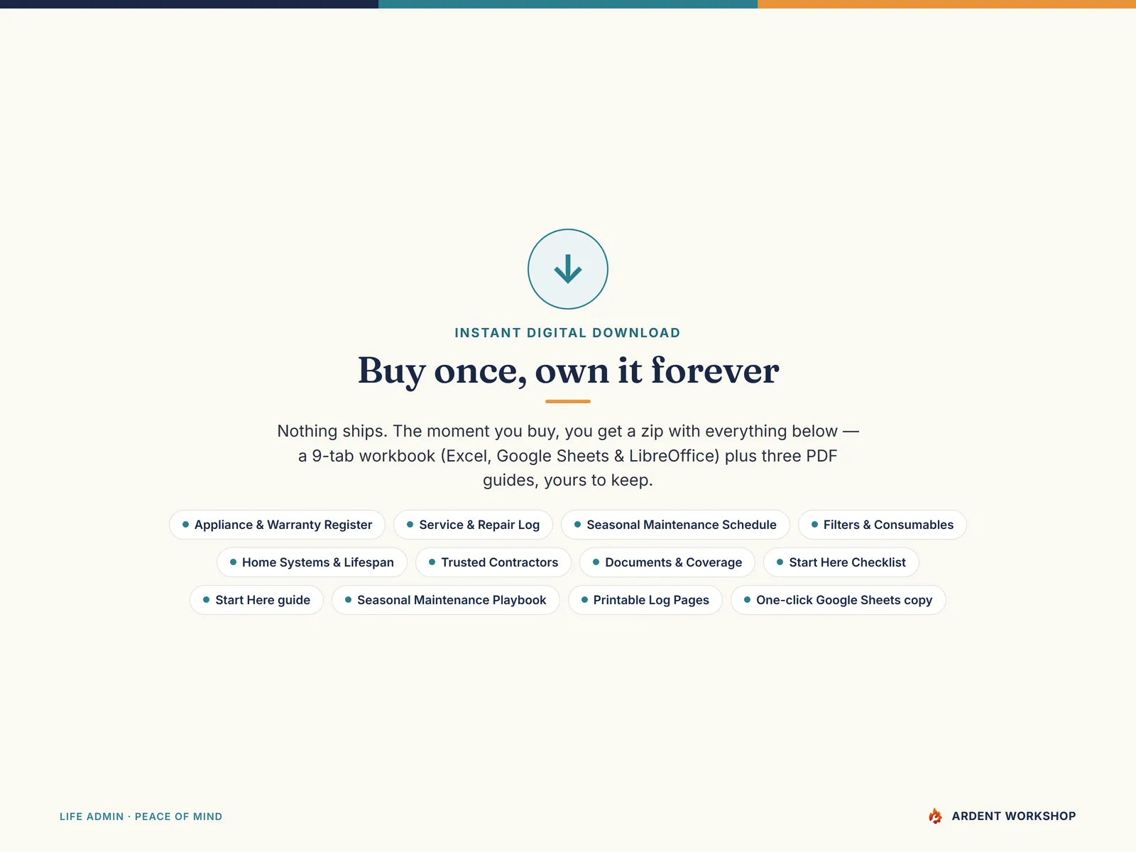 Home Maintenance & Warranty Log — an instant digital download you buy once and own forever