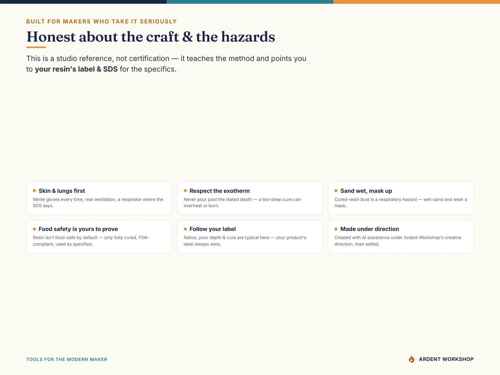 The Resin & Epoxy Maker's Workbook — a studio reference, honest about the hazards