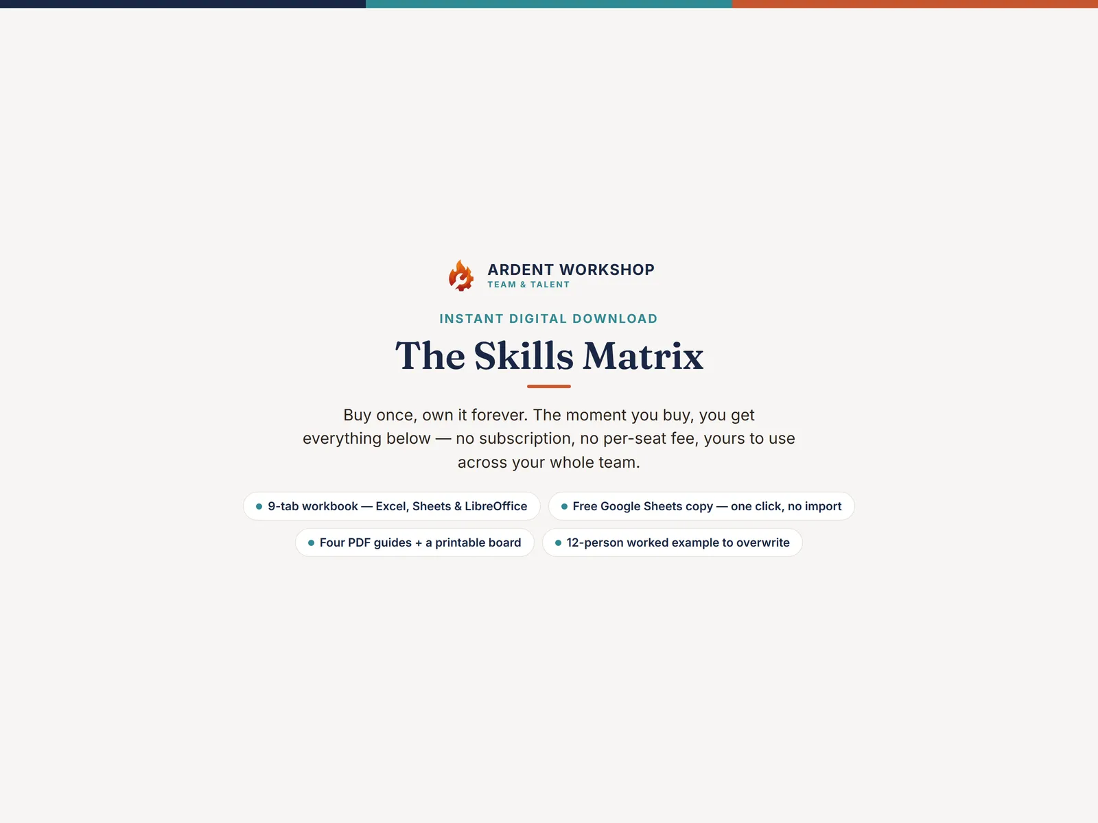 The Skills Matrix by Ardent Workshop - instant digital download, free Google Sheets copy