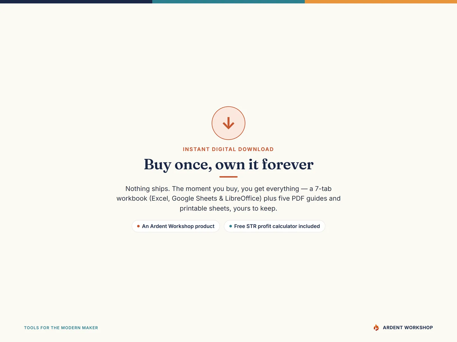Short-Term Rental Owner P&L & Turnover Workbook by Ardent Workshop — instant digital download