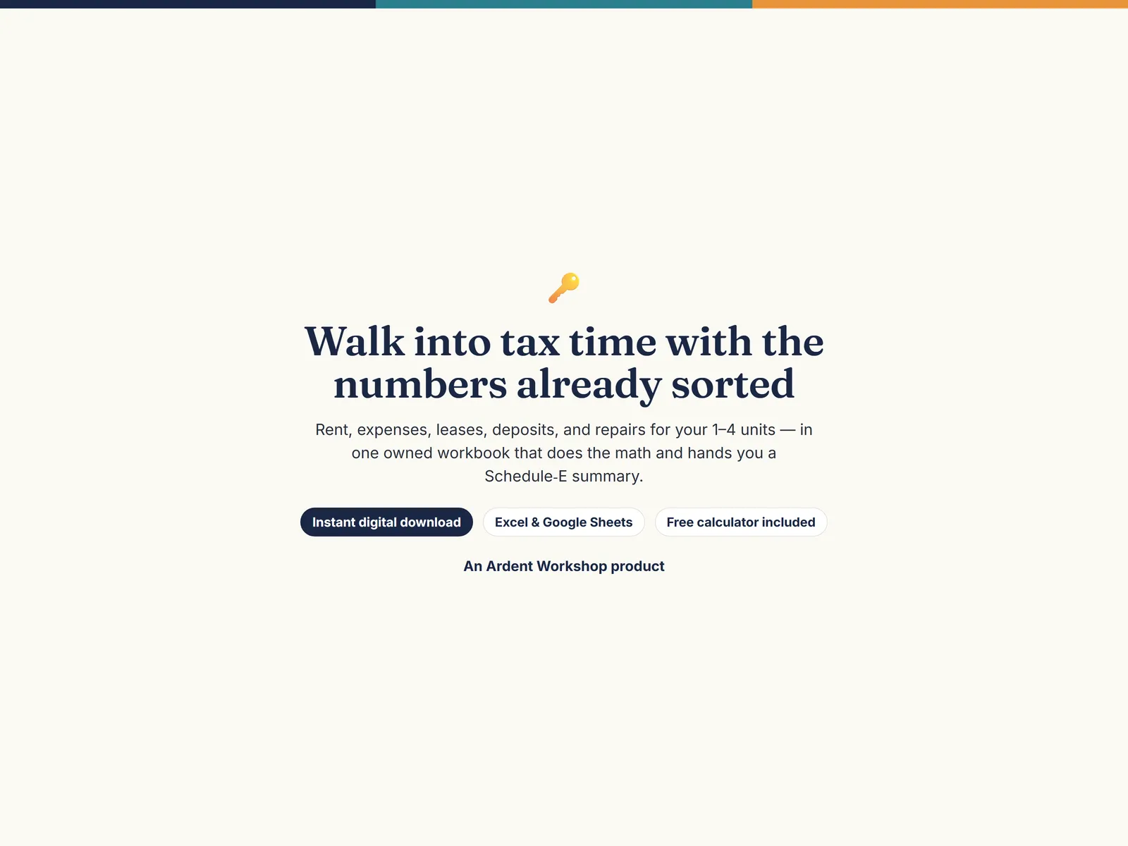 Small-Landlord Income & Expense Workbook by Ardent Workshop — instant digital download
